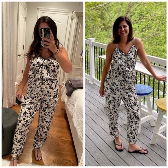 525 America Silk Patterned Jumpsuit Size Large L - Picture 1 of 12